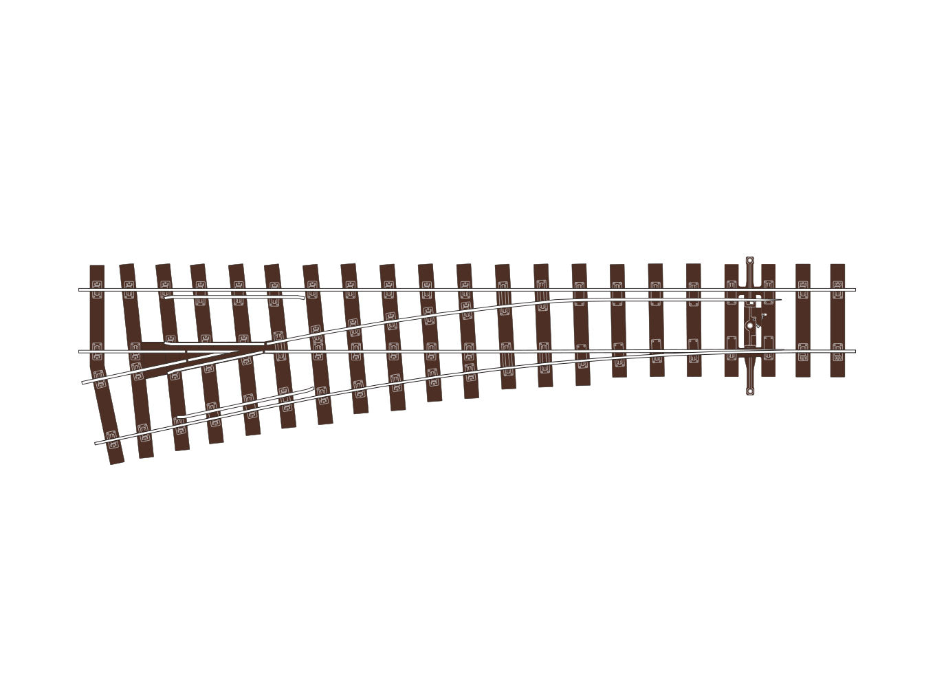 OO Bullhead Medium Radius Turnout - Left Hand