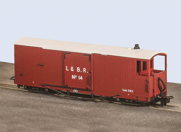 OO-9 Lynton & Barnstaple 8 Tonnen Bogie Goods Brake Van, Rot, Nr. 14, offene Veranda