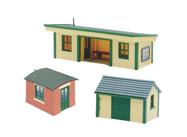 Station Platform Shelter with Timber and Brick Huts