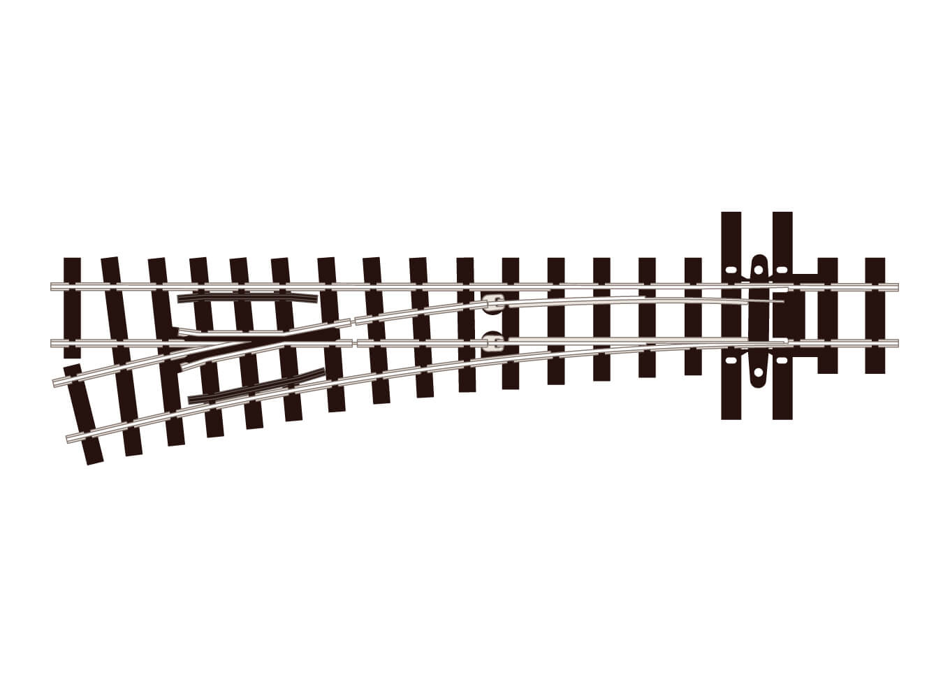 Turnout (Mainline Sleepers), Medium Radius, Left Hand