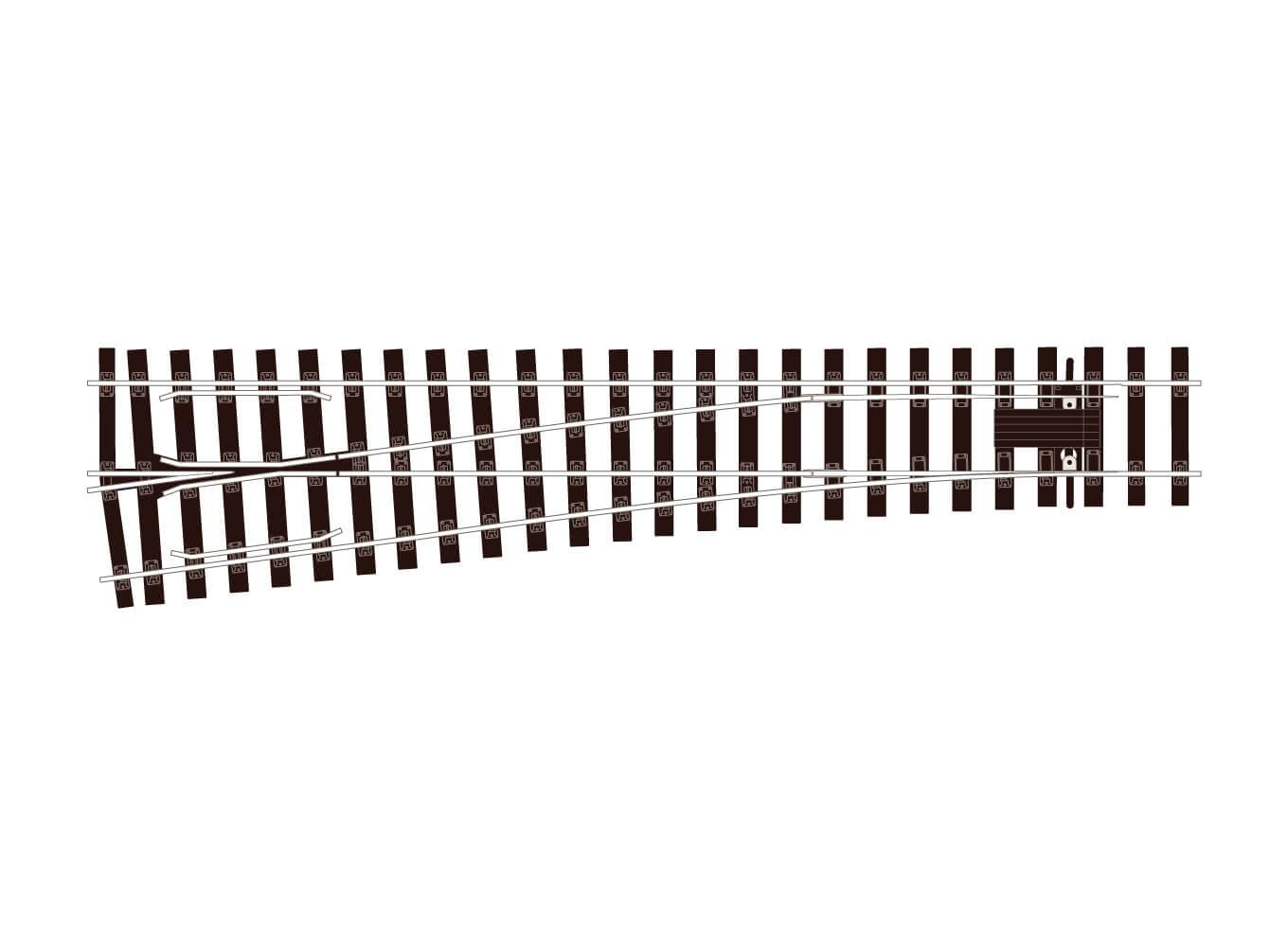 Bullhead O Gauge LH Turnout - Medium Radius