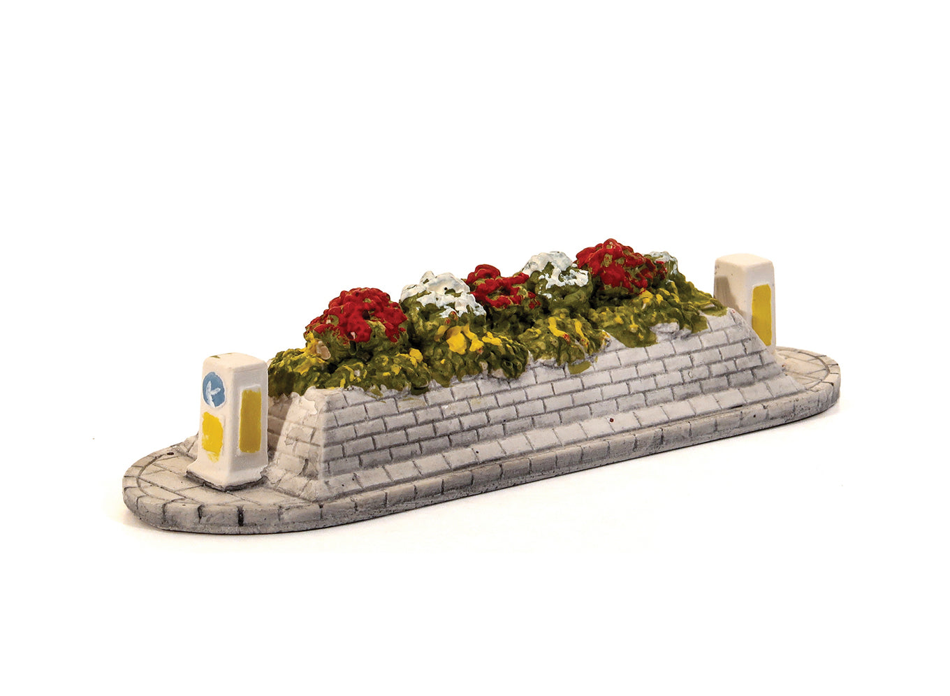 Long Traffic Island with Flowering Shrubs