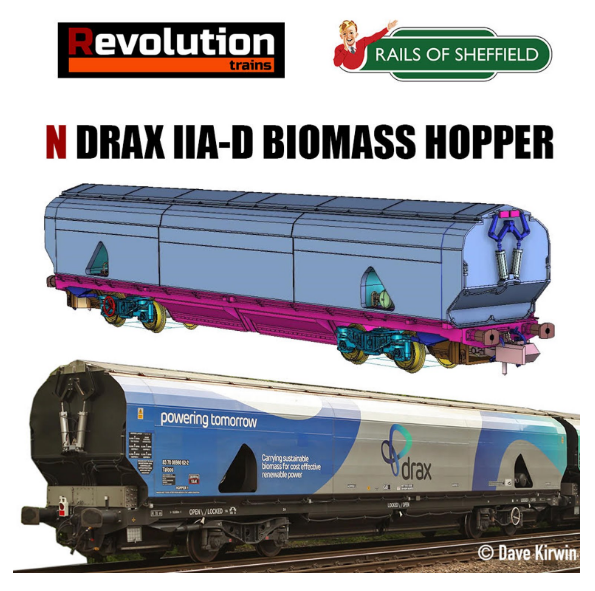 Revolution Trains & Rails of Sheffield announce Drax biomass wagons in N