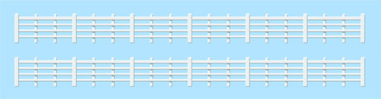 424 - RATIO - OO/HO - Lineside fencing, White (4 bar)