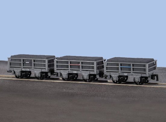 GR320 - PECO - OO-9 - F.R. 2 Ton Slate Wagon Unbraked X 3, Grey