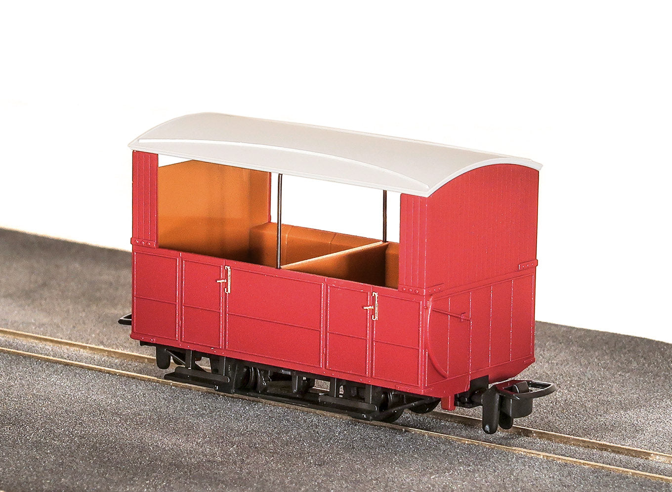 GR520UR - PECO - OO-9 - G.V.T. 4 Wheel Open Side Coach, No Markings, Red