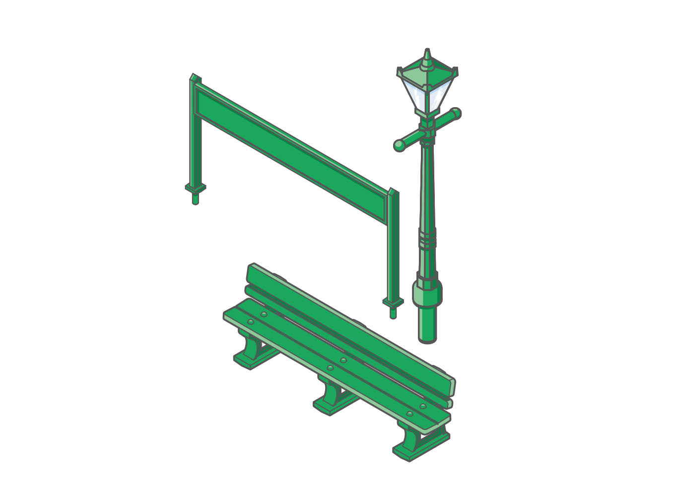 LK12116 - PECO Lineside Kits - TT:120 - Platform Accessories, Lamps, Nameboards, Benches
