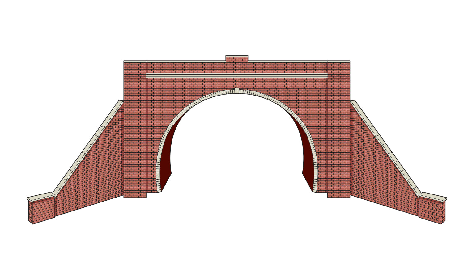 LK12173 - PECO - TT:120 -  Bausatz Tunnelportal m. Flügelmauern, Ziegel, doppelspurig