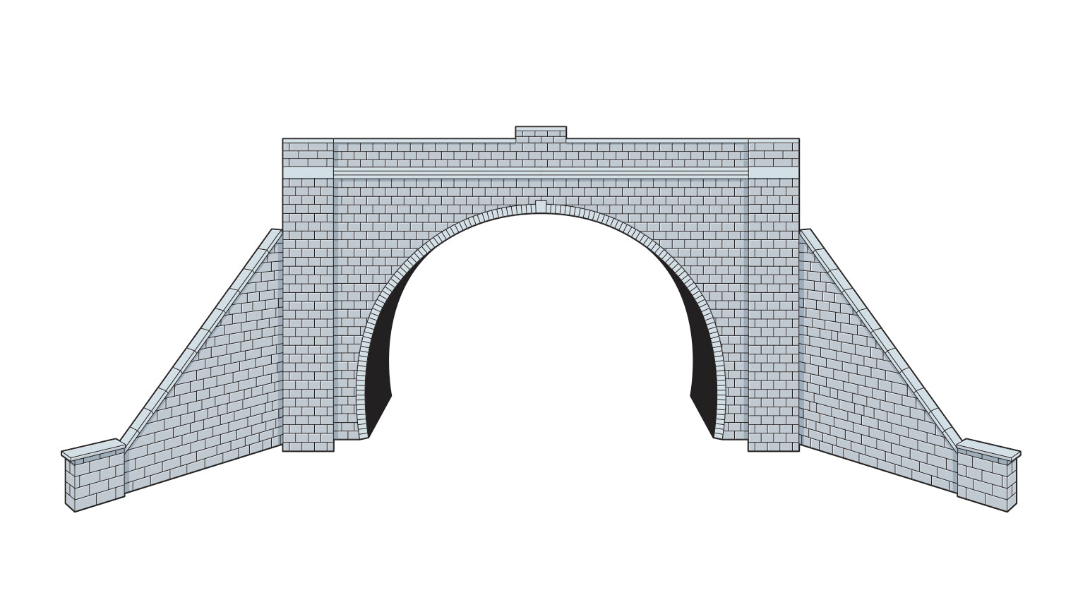 LK12174 - PECO - TT:120 - L/S Bausatz Tunnelportal mit Flügelmauern, Stein, Doppelgleisig