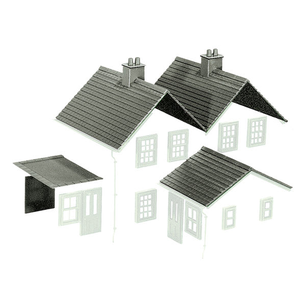 LK79 - PECO Lineside Kits - OO/HO - Slate Roofs, Ridge Tiles, Flat Roofs, Chimneys (Pack 2)