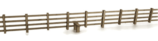LX236 - Scale Model Scenery - OO/HO - 4ft Post & Rail Fencing (Natural Wood)