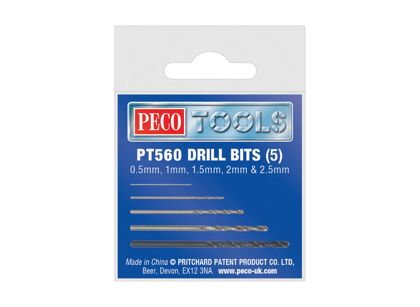 PT560 - PECO - Box of 5 Drill Bits 0.5 to 2.5mm