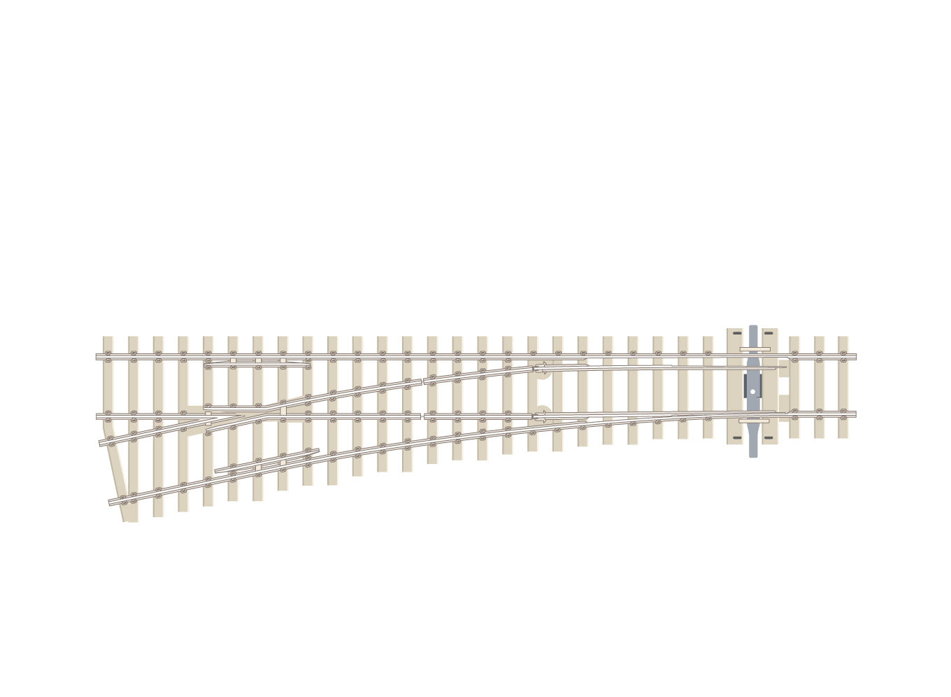 SLE1096 - PECO Streamline - OO/HO - Turnout C75 Con Sleeper/tie Med Rad LH ELE