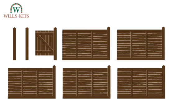 SS44 - Wills - OO/HO - Larch Lap Fencing, Including Gates