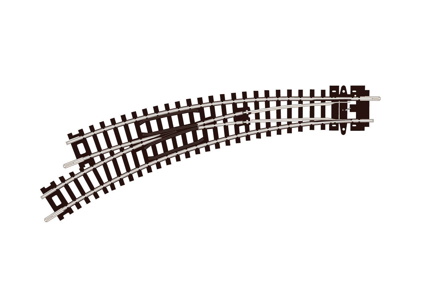 ST45 - PECO Setrack - N - Weiche C80 gebogen Links innen