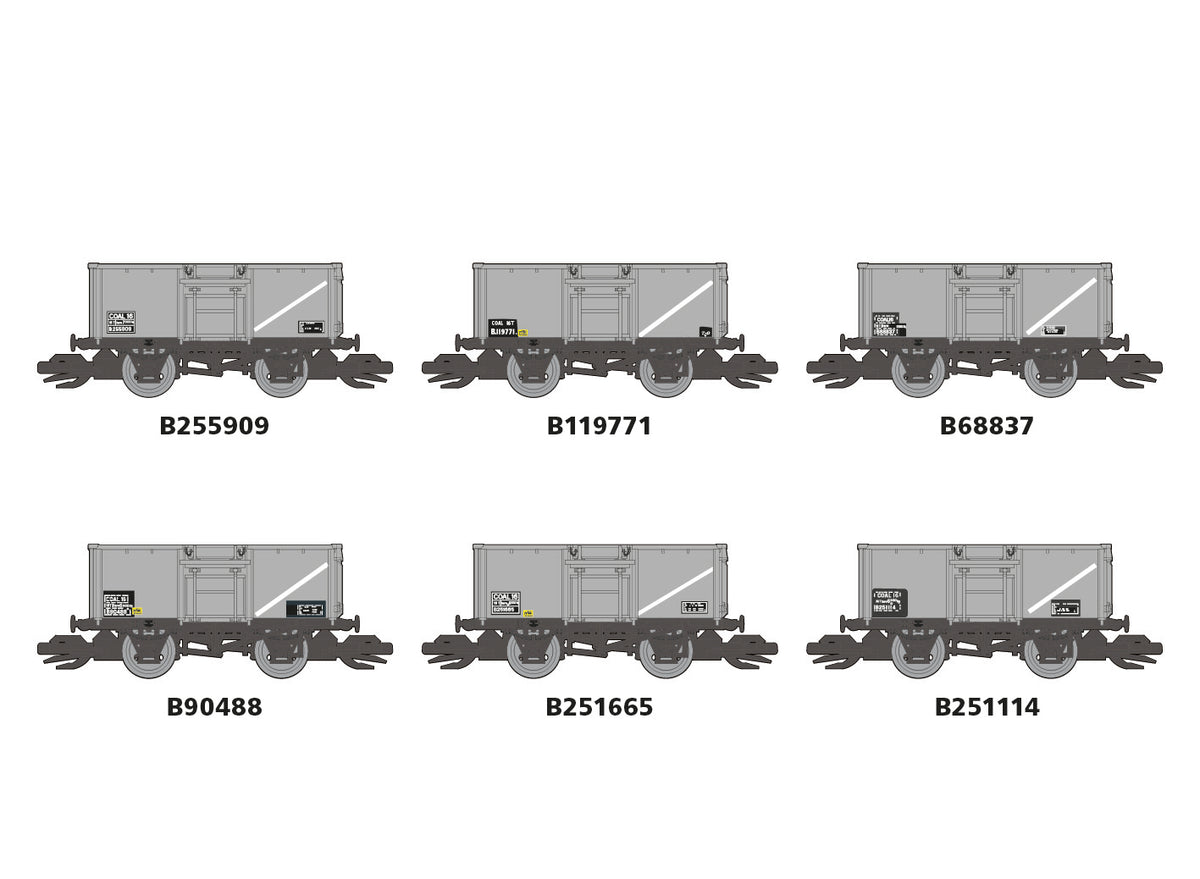 TTR61000 - PECO - TT:120 - BR 9ft Wheelbase 16 Ton Mineral Wagons Unfitted Set of 6