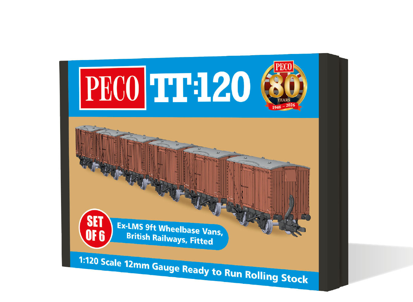 TTR61303 - PECO - TT:120 - LMS/BR 9ft WB Van Fitted Set of 6