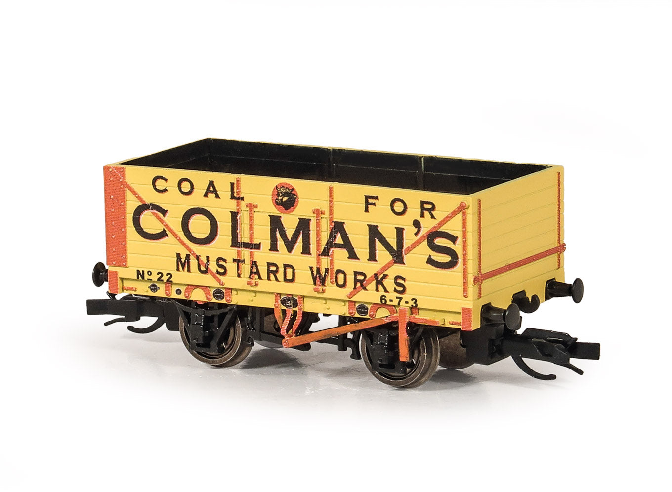 TTR7006P - PECO - TT:120 - 7-Bretter offener Güterwagen Colman's Mustard
