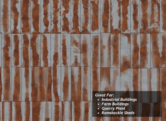 TX012 - Scale Model Scenery - OO/HO - Rusty Corrugated Iron Texture Paper (Pk of 5)