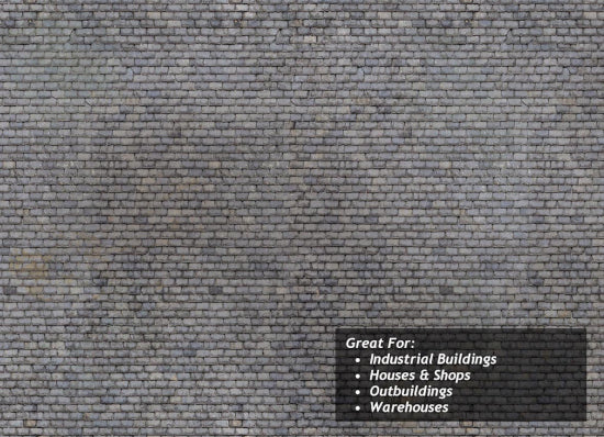 TX014 - Scale Model Scenery - OO/HO - Weathered Slate Roofing Texture Paper (Pk of 5)