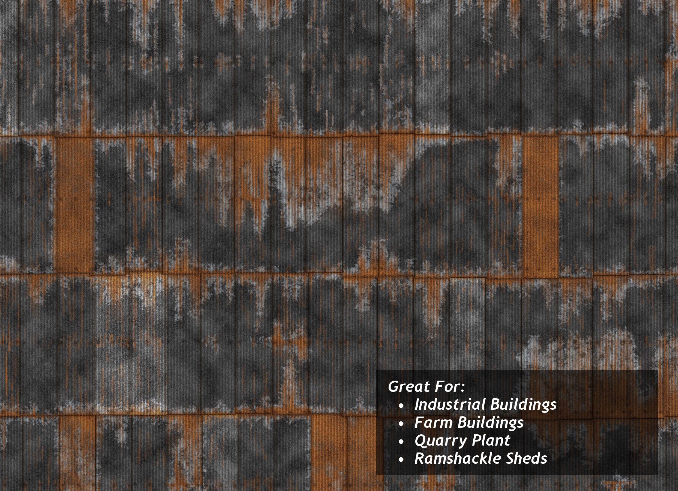 TX104 - Scale Model Scenery - OO/HO - Rusty Black Painted & Weathered Corrugated Iron
