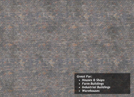 TX184 - Scale Model Scenery - OO/HO - Mixed Grey Roof Slates Texture Paper (Pk of 5)