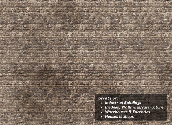 TX245 - Scale Model Scenery - OO/HO - Light Weathered Random Ashlar Brick Texture Pap