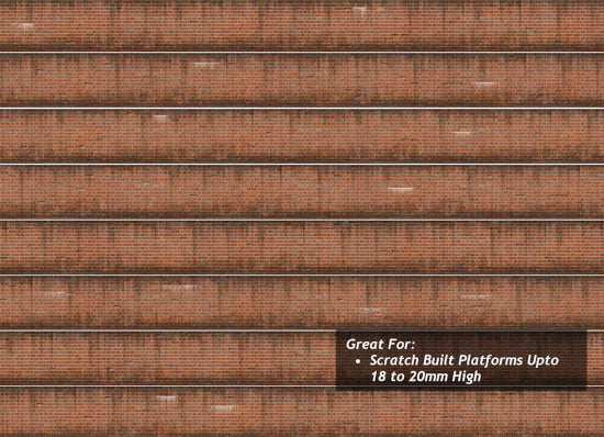 TX258 - Scale Model Scenery - OO/HO - English Bond Weathered Red Brick Platform Wall