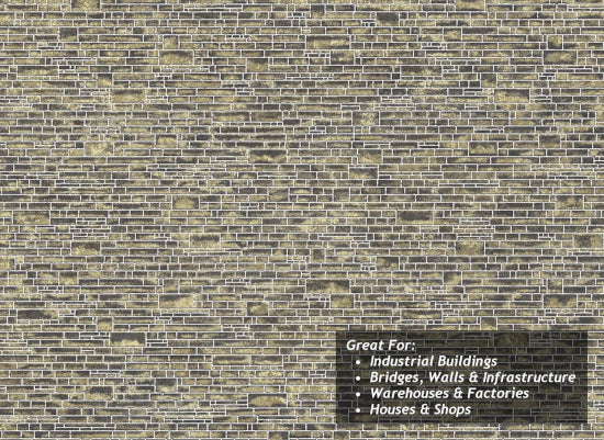 TX268 - Scale Model Scenery - OO/HO - Yorkshire Stone Texture Paper (Pk of 5)