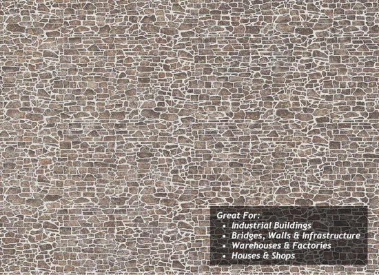 TX272 - Scale Model Scenery - OO/HO - Pointed Brown Stone Texture Paper (Pk of 5)