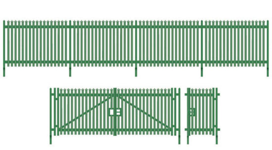 SSM316 - Wills - OO/HO - Moderner Palisadenzaun mit Toren (1460mm)