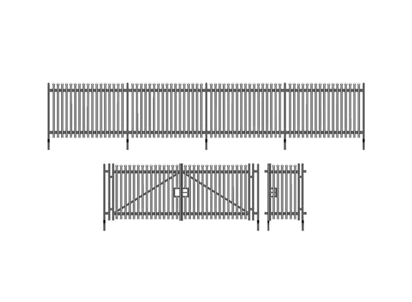 Modern Palisade Fencing with Gates