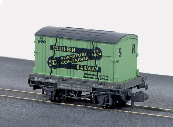 SR Furniture Removals Conflat Wagen mit Container